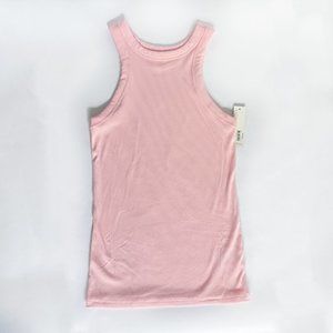 Ribbed High Neck Tank Top, Pink, Juniors, Lightweight